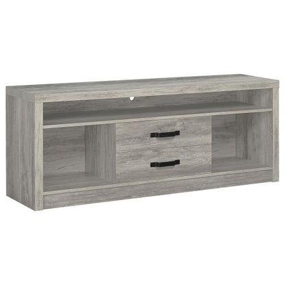Weathered Grey Driftwood 59 Inch 2-Drawer Rustic TV Stand