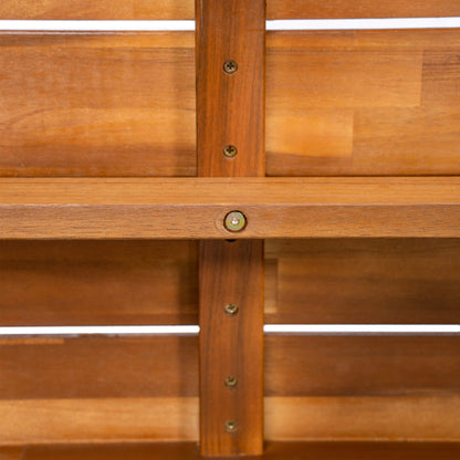 Outdoor 1pcs Acacia Wood Bench,Teak Finish+ Brown Wicker