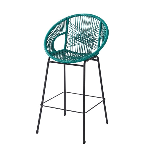 Ferrara Outdoor Patio Teal Faux Wicker Barstool, Set of 2
