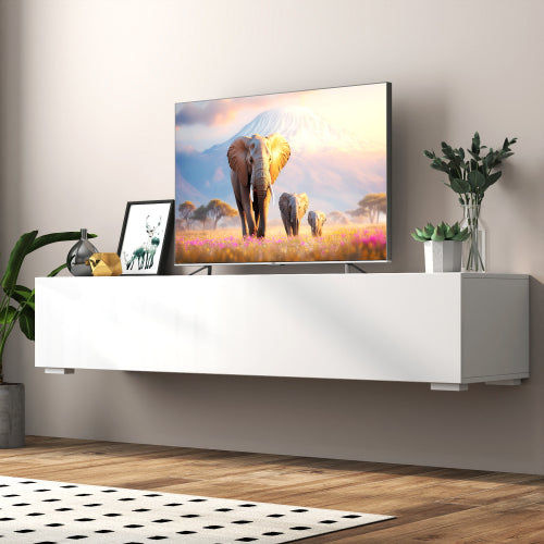 Wall Mount Floating Particle Board TV Stand Drop Down Cabinet Media Shelf For Living Room Bedroom