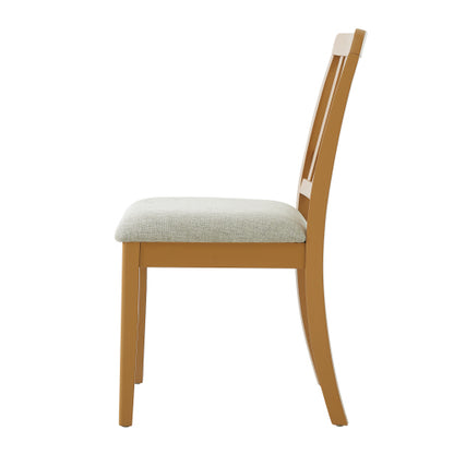 2-Piece Modern Dining Chairs Set of 2, Curved Wood Backrest with Gray Fabric Seat, Rubber Wood and LVL Frame, Light Brown Finish