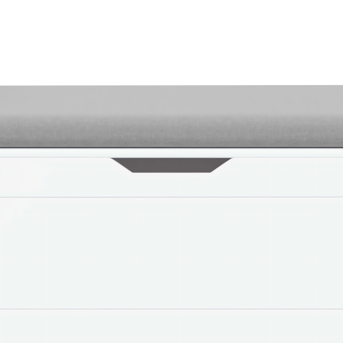 Kids Toy Box Chest, White Toy Box for Boys Girls, Large Storage Cabinet with Cushion Seat Bench/Flip-Top Lid/Safety Hinge, Toy Storage Organizer Trunk for Nursery, Playroom
