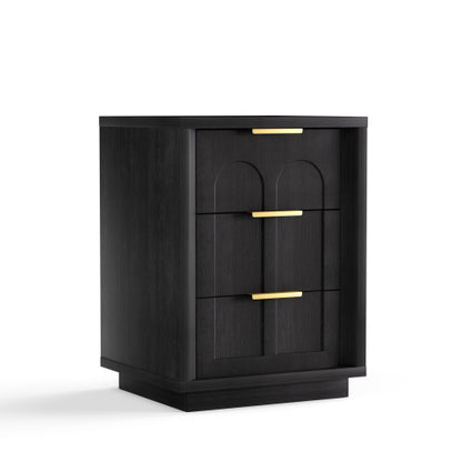 Black 3-Drawer 2-Pack Nightstands