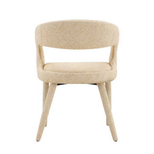 Premium Sherpa Upholstered Dining Chair with Hollow Backrest - Dining Room Chair, Bedroom Vanity Chair, Living Room Accent Chair, Cafe Leisure Chair, Conference Chair (Off White, Set of 2)