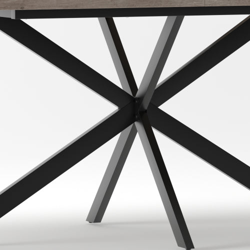 55.11inch-70.86inch Extendable Dining Table with Storage Box, Grey Retro Design