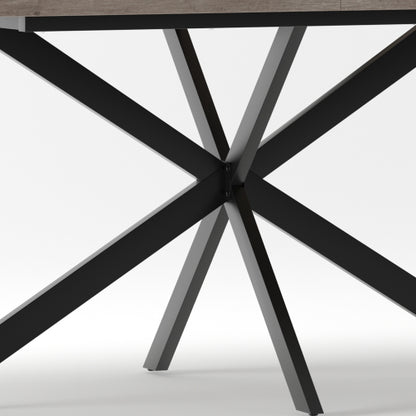 55.11inch-70.86inch Extendable Dining Table with Storage Box, Grey Retro Design
