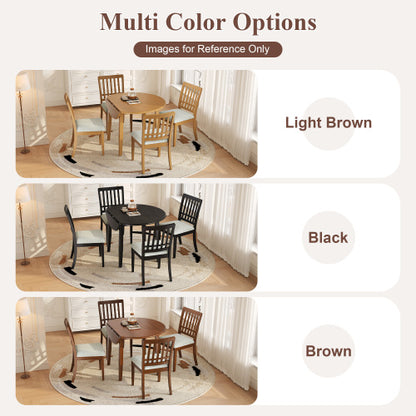 Set of 2 Light Brown Rubberwood LVL Fabric Dining Chairs, Curved Wood Backrest 250lbs Weight Capacity