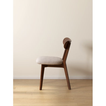 Set of 2 Walnut Tone FAS Grade Oak Upholstered Dining Chairs, Removable Washable Cushion 47.5¡Á55.5¡Á78cm