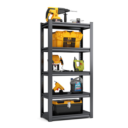 63" H Adjustable Storage Rack, Adjustable Shelves, 2000LBS Five-Tier Shelving Unit, Scratch-Resistant And Wear-Resistant Panels