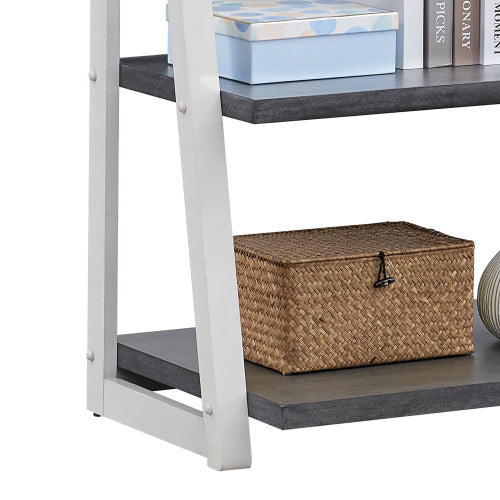 5-Tier Rubber Wood Frame Ladder Bookshelf Multi-Layer Home Living Room Kitchen Storage Rack