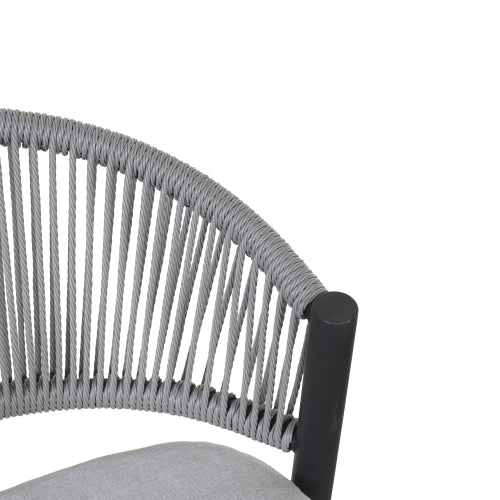 Outdoor 26" Seat Height Metal Frame Counter Stools with PE Rattan Scallop-shaped Backrest, Set of 2, Matte Black