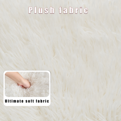 Beige 5-Position Adjustable Human-Size Floor Sofa Bed, Plush Faux Fur