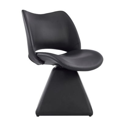 Set of 2 Swivel Dining Chairs, Black Faux Leather High Back Kitchen Chairs, Modern Accent
