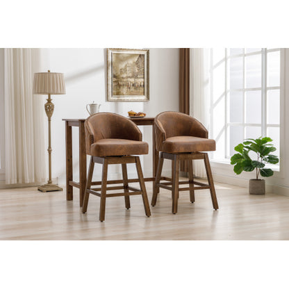 Rotating bar chair, counter height bar chair with backrest, leather rotating kitchen stool with wooden legs and footrest, soft cushion bar  chair, kitchen island