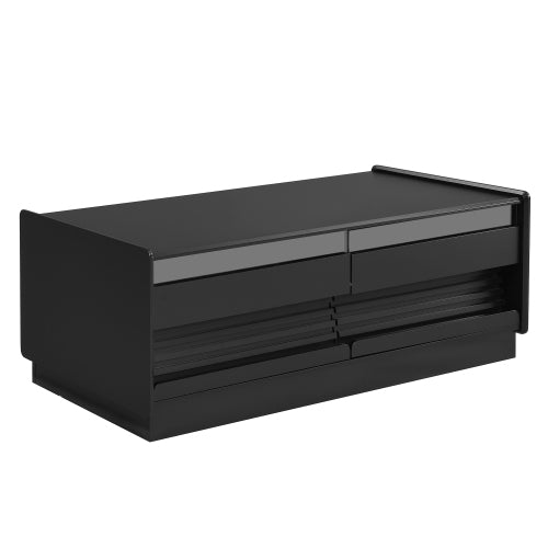 47.2 Inch Fluted Coffee Table with Drawers & Glass