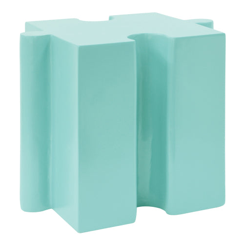 Puzzle Art Side Table, Modular Concave Edge MGO Table - Buy Singles or Combine for Custom Layouts, Indoor & Outdoor,Light Green Color