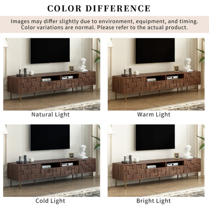 78.7 Inch Dark Brown Mid-Century TV Stand 2 Drawer Media Cabinet Fits 85 Inch Large TV