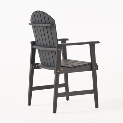 Outdoor Weather Resistant Acacia Wood  Dining Chairs (Set of 2), Dark Gray Finish