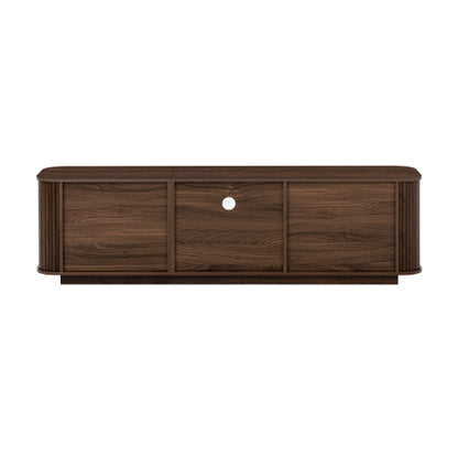 70 inch Modern TV Stand for TVs Up to 80 inch, Wood Grain Media Console with Storage, Curved Corners