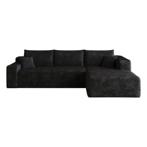 103 inch  Black L-Shape Cloud Deep-Seat Corner Sectional Sofa, No Assembly