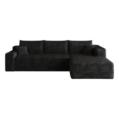 103 inch  Black L-Shape Cloud Deep-Seat Corner Sectional Sofa, No Assembly