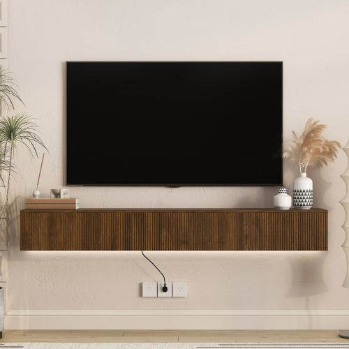 68.8 Inch Floating LED Wall TV Stand 100 LBS Load 16 Color Lights for 55-65 Inch Flat Screen TVs