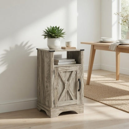 16inch Light Grey Farmhouse Charging Nightstand