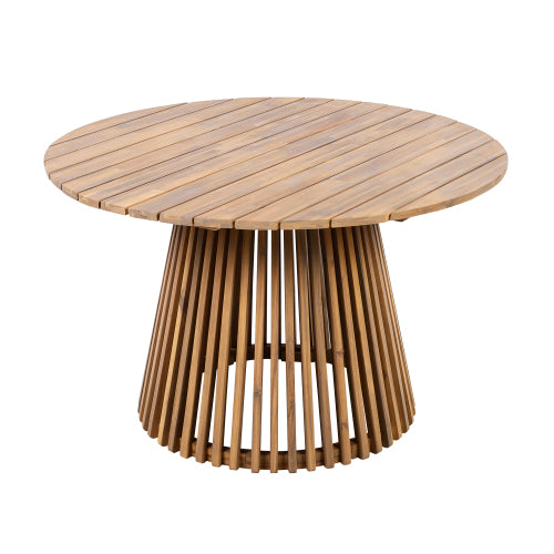 Outdoor Acacia Wood Patio Dining Table, 47.25-inch extra-large round dining table,for Backyard, Lawn, Balcony,Light Teak