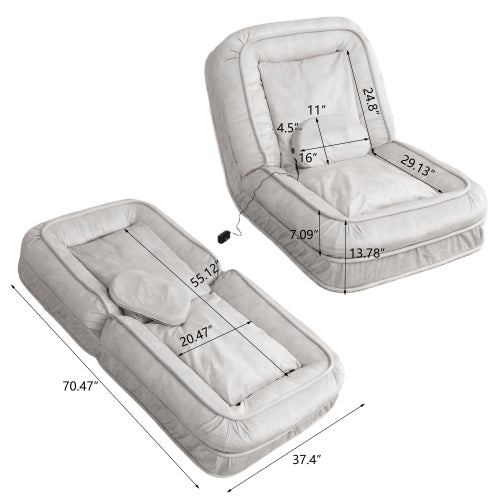 Human-Size Upholstered Dog-Style Floor Sofa,5-Position Adjust & Massage Pillow