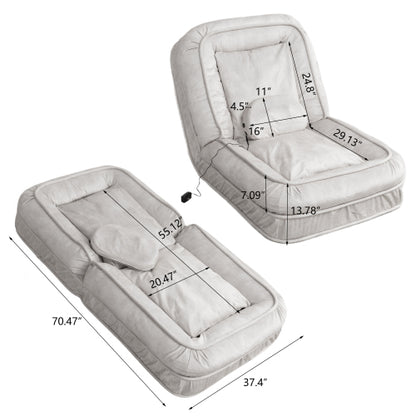 Human-Size Upholstered Dog-Style Floor Sofa,5-Position Adjust & Massage Pillow