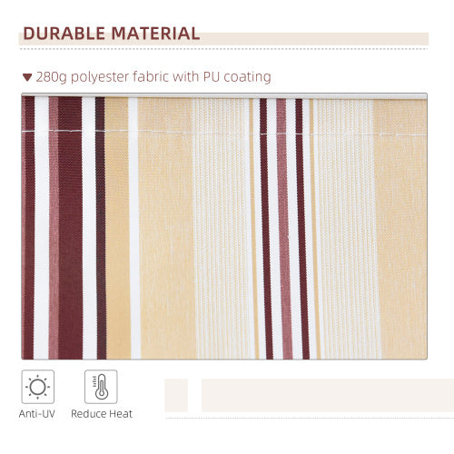 Outsunny 13' x 8' Retractable Awning, Patio Awnings, Sunshade Shelter w/ Manual Crank Handle, UV & Water-Resistant Fabric and Aluminum Frame for Deck, Balcony, Yard, Red Stripes