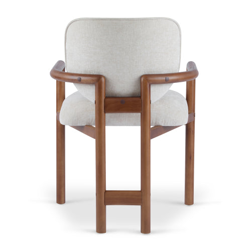 Set of 2 Beige King Louis Rubberwood Arm Dining Chairs, 300 LBS Weight Capacity