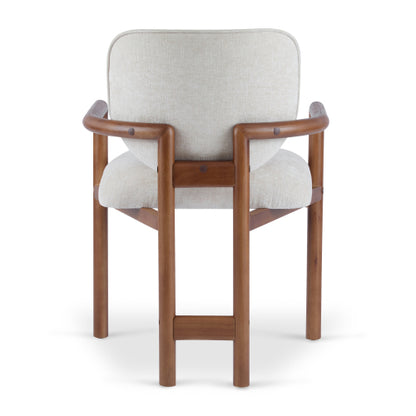 Set of 2 Beige King Louis Rubberwood Arm Dining Chairs, 300 LBS Weight Capacity