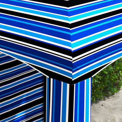Outsunny 5.9' x 5.9' Portable Beach Umbrella, Ruffled Outdoor Cabana with Walls, Vents, Sandbags, Carry Bag, Blue Stripe