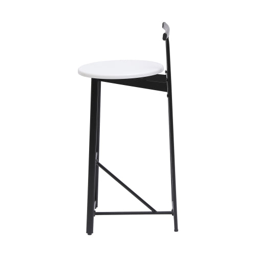 Bar Stools Kitchen Island Bar Chairs Set of 3 Metal Counter Barstools with Backrest for Dining Pub Room (Black & White)