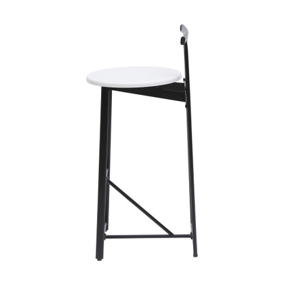 Bar Stools Kitchen Island Bar Chairs Set of 3 Metal Counter Barstools with Backrest for Dining Pub Room (Black & White)