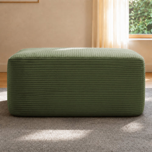 Green XS Corduroy Modular Ottoman, Zero-Assembly Spring Cushion Footrest for 96.9¡± L-Shaped Sofa