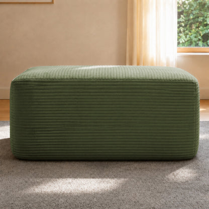 Green XS Corduroy Modular Ottoman, Zero-Assembly Spring Cushion Footrest for 96.9¡± L-Shaped Sofa
