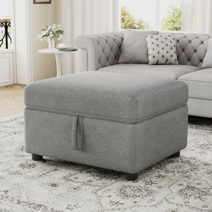 26.6 inch inch x32.1 inch inch Gray Chenille Movable Storage Ottoman, 250 LBS Capacity Footrest for Living Room Bedroom