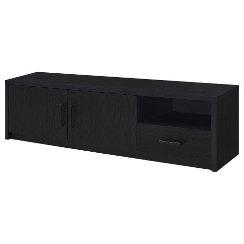 Black 70 inch TV Stand Entertainment Center with Doors & Drawer Storage