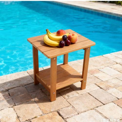 Wood-grain imitation wood side table, simple yet with a touch of texture. A small tabletop for outdoor picnics.