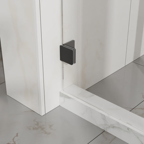 Goodyo 60" W x 72" H Sliding Shower Door, Frameless Sleek Glass Shower Door, 1/4" (6mm) Thick Tempered Clear Glass with Easy-clean Coating, Stainless Steel Hardware, Matte Black