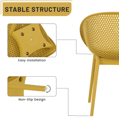 Holiday - 2-Pack Modern Lounge Chairs – Indoor/Outdoor All-Weather PP Plastic, Lightweight for Patio, Beach, Living Room (Earthy yellow)