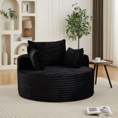 50"L Corduroy Sponge single sofa,No Assembly Required,Fluffy Modern Sleeper Chair for Living room, Bedroom, Lounge and Projection Room(Not a swivel chair.)