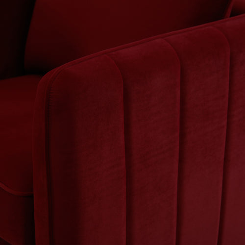 Mid-Century Modern Velvet Accent Armchair with 1 Pillow & Metal Legs