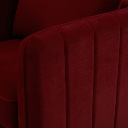 Mid-Century Modern Velvet Accent Armchair with 1 Pillow & Metal Legs