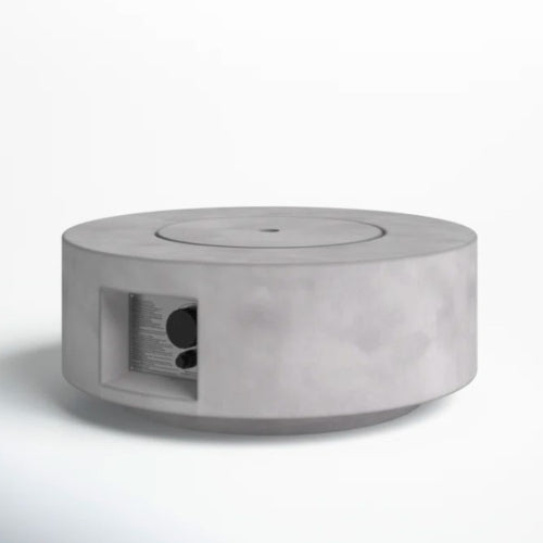 11" H x 30" W Fiber Reinforced Concrete Propane Gas Outdoor Fire Pit Table with Lid