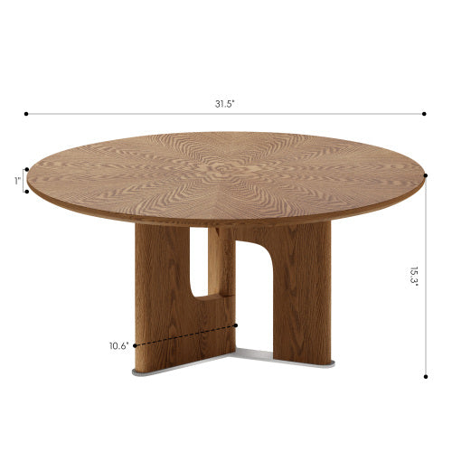 31.5inch  Round Ash Wood Veneer Coffee Table