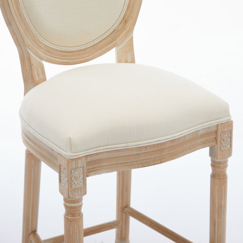 Solid Wood Bar stools Set of 2, Classic French Country Wooden Barstools with Upholstered Seating
