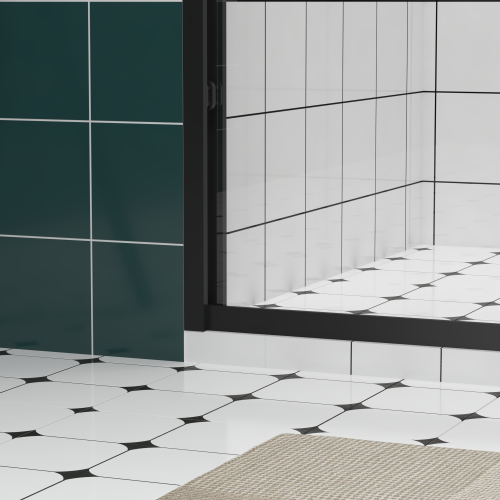 44-48"x76" Aluminum Frame Double Sliding Shower Door,Bypass Bathroom Sliding Door with Premium 1/4" (6mm) Clear Tempered Glass, Black Hardware Sliding Glass Shower Enclosure,Matte Black Finished